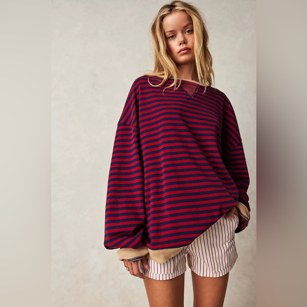 Classic Oversized Stripe Sweatshirt